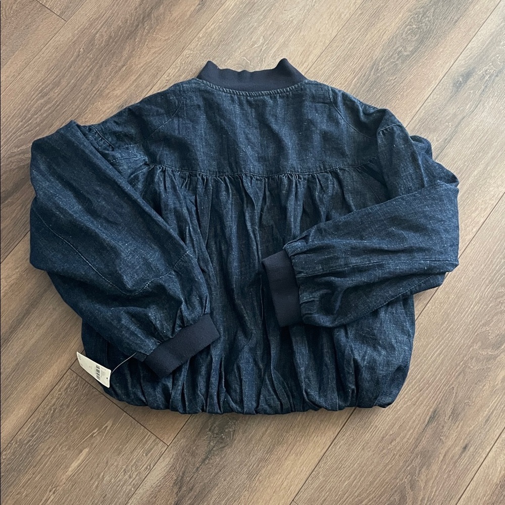 Anthropologie Bubble Denim Bomber Jacket - Picture 6 of 7